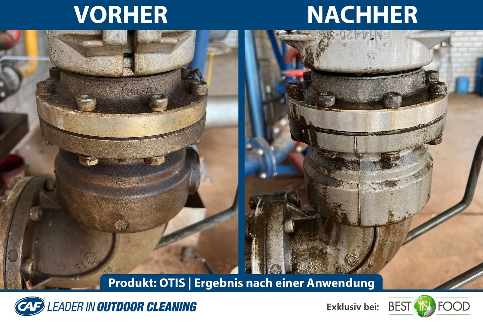 Tankarmatur in der Werkstatt – Ergebnis nach einer einzigen Anwendung mit OTIS.