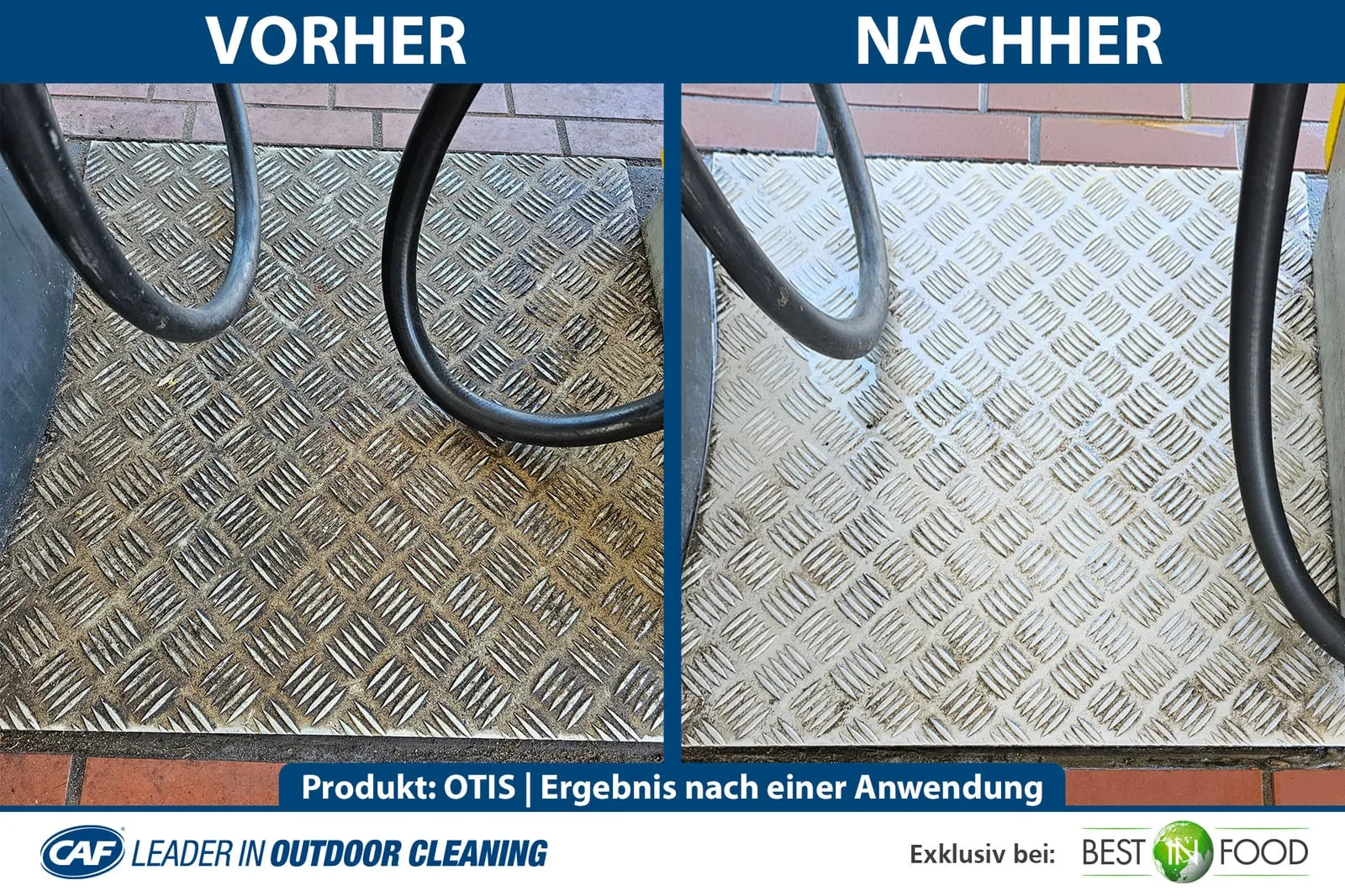 Riffelblech im Zapfbereich – Ergebnis nach einer einzigen Anwendung mit OTIS.